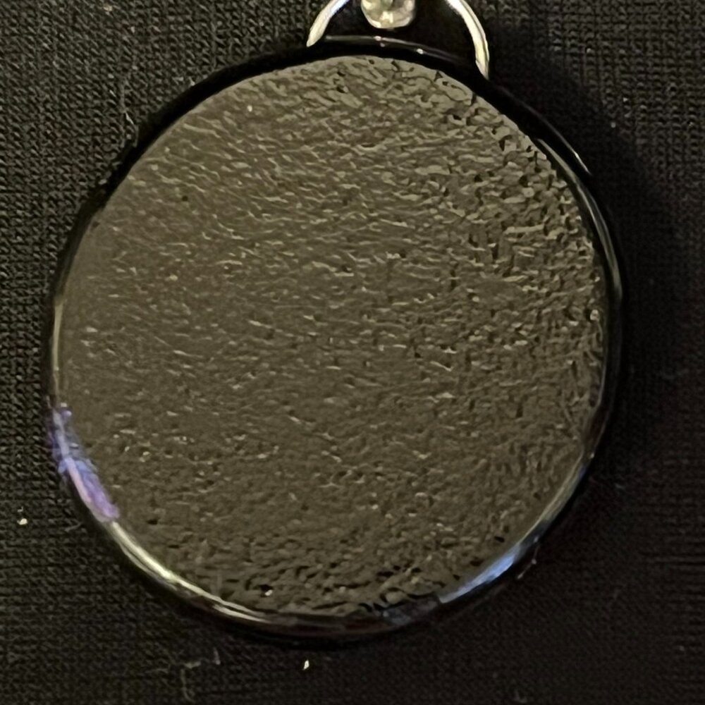 Marian Fieldson Blue, Purple & Gold Dichroic Glass Pendant – 1¼” Round - Picture 3 of 6